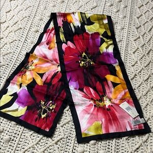 Adrienne Landau Pink and Black Silk Scarf